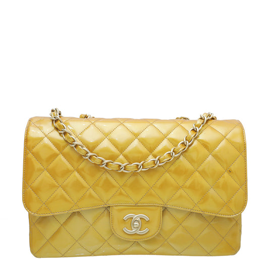 Chanel Yellow Gold CC Single Flap Jumbo Bag