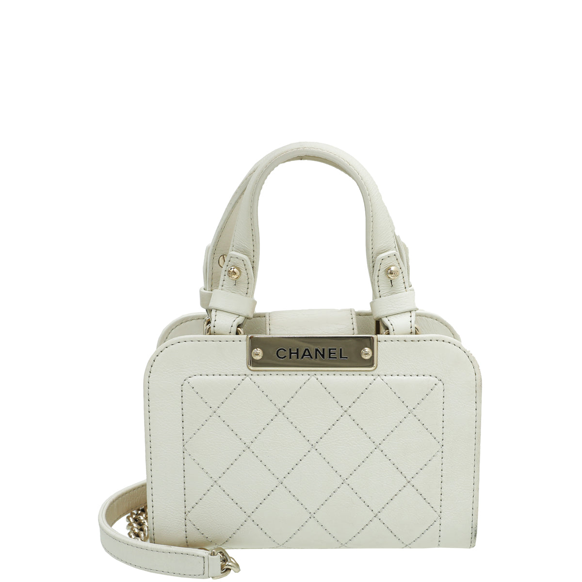 Chanel Off White  Label Shopping Small Bag