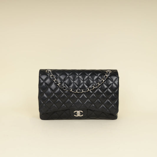 Chanel Black CC Classic Double Flap Maxi Bag