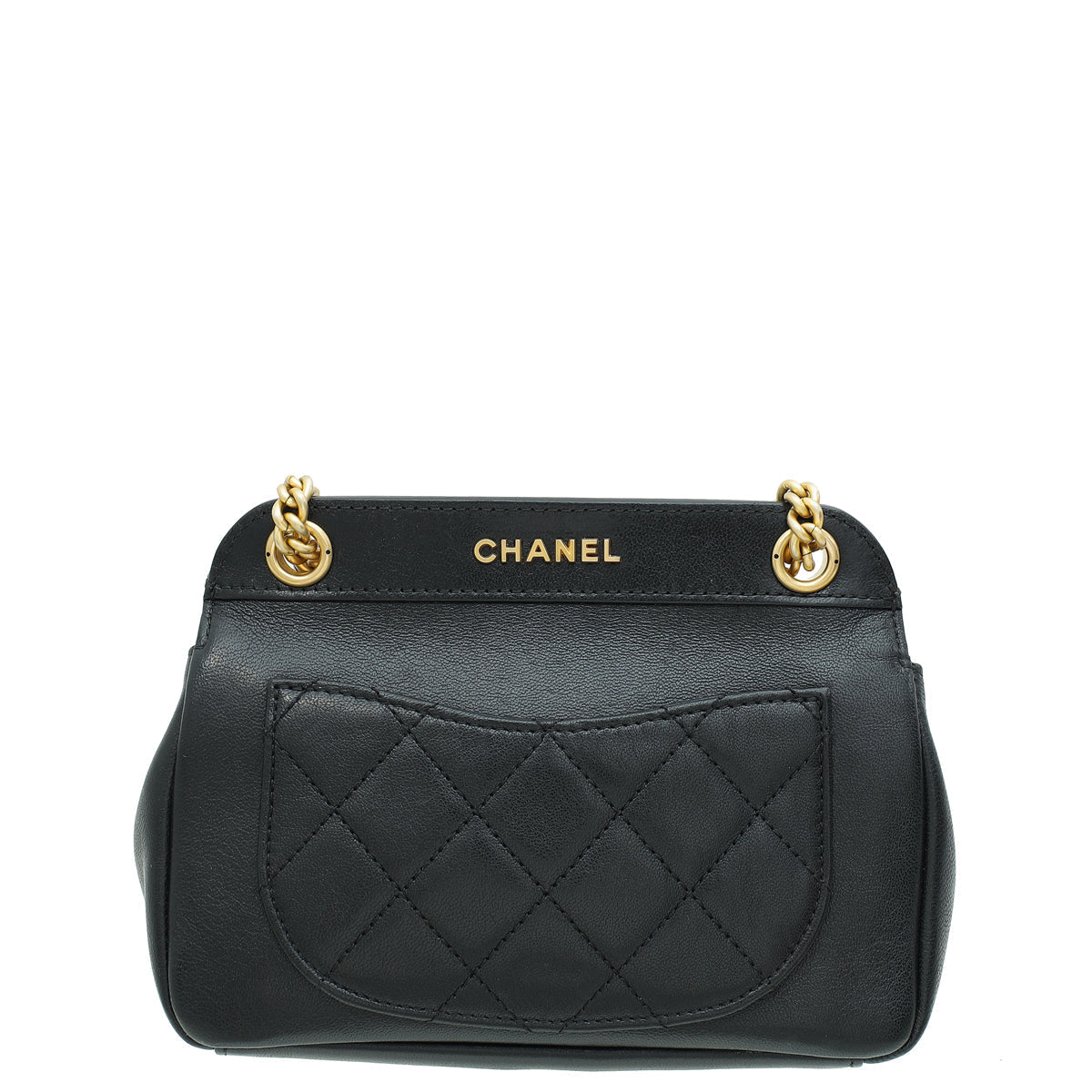 Chanel Black CC Quilted Curved Flap Bag
