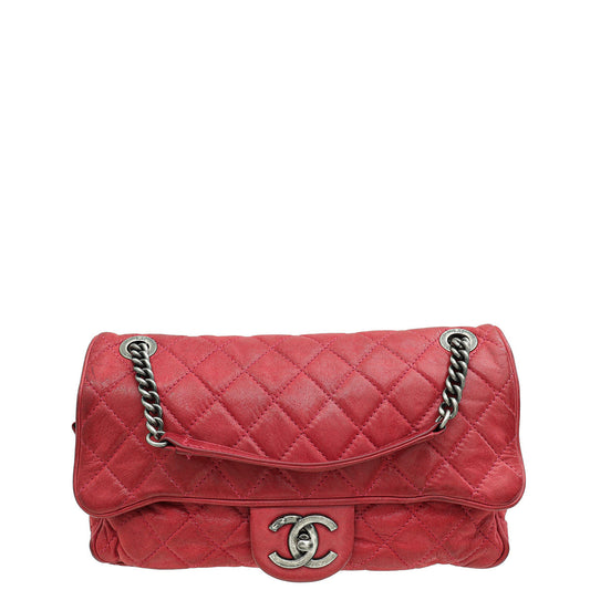 Chanel Red CC Easy Flap Glazed Medium Bag