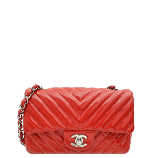 Chanel Red CC Chevron Mini Rectangular Bag
