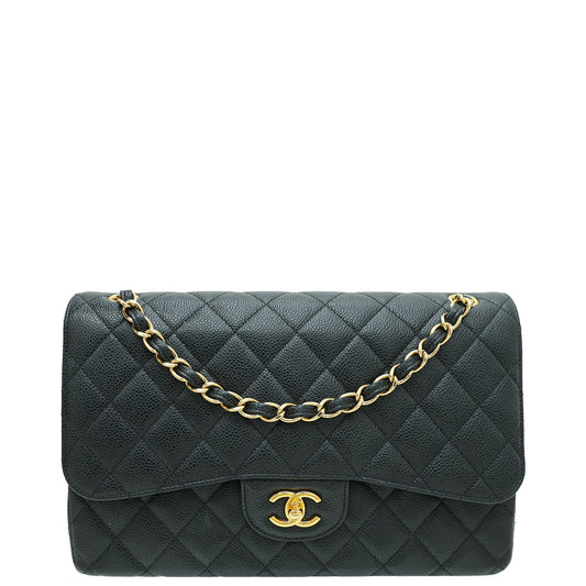 Chanel Black CC Classic Double Flap Jumbo Bag