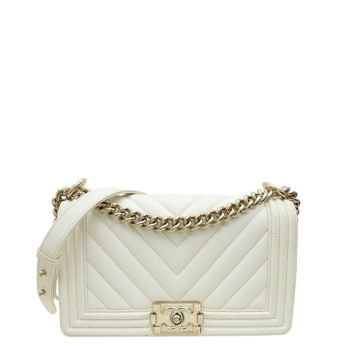 Chanel White Le Boy Medium Shoulder Bag