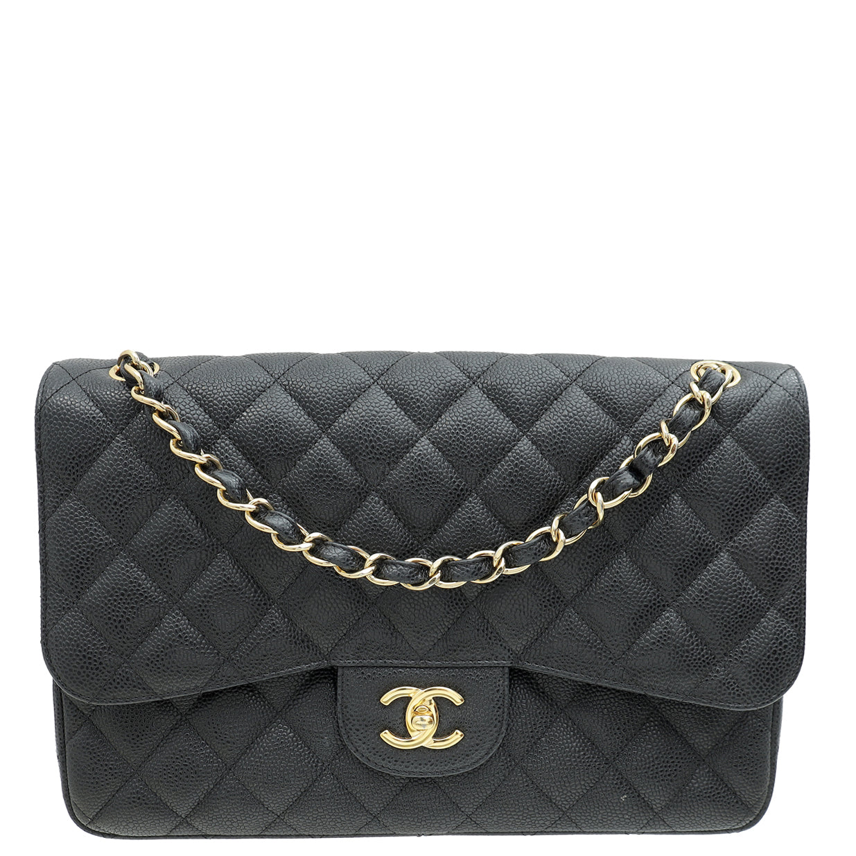 Chanel Black CC Classic Double Flap Jumbo Bag