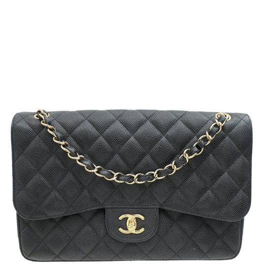 Chanel Black CC Classic Double Flap Jumbo Bag
