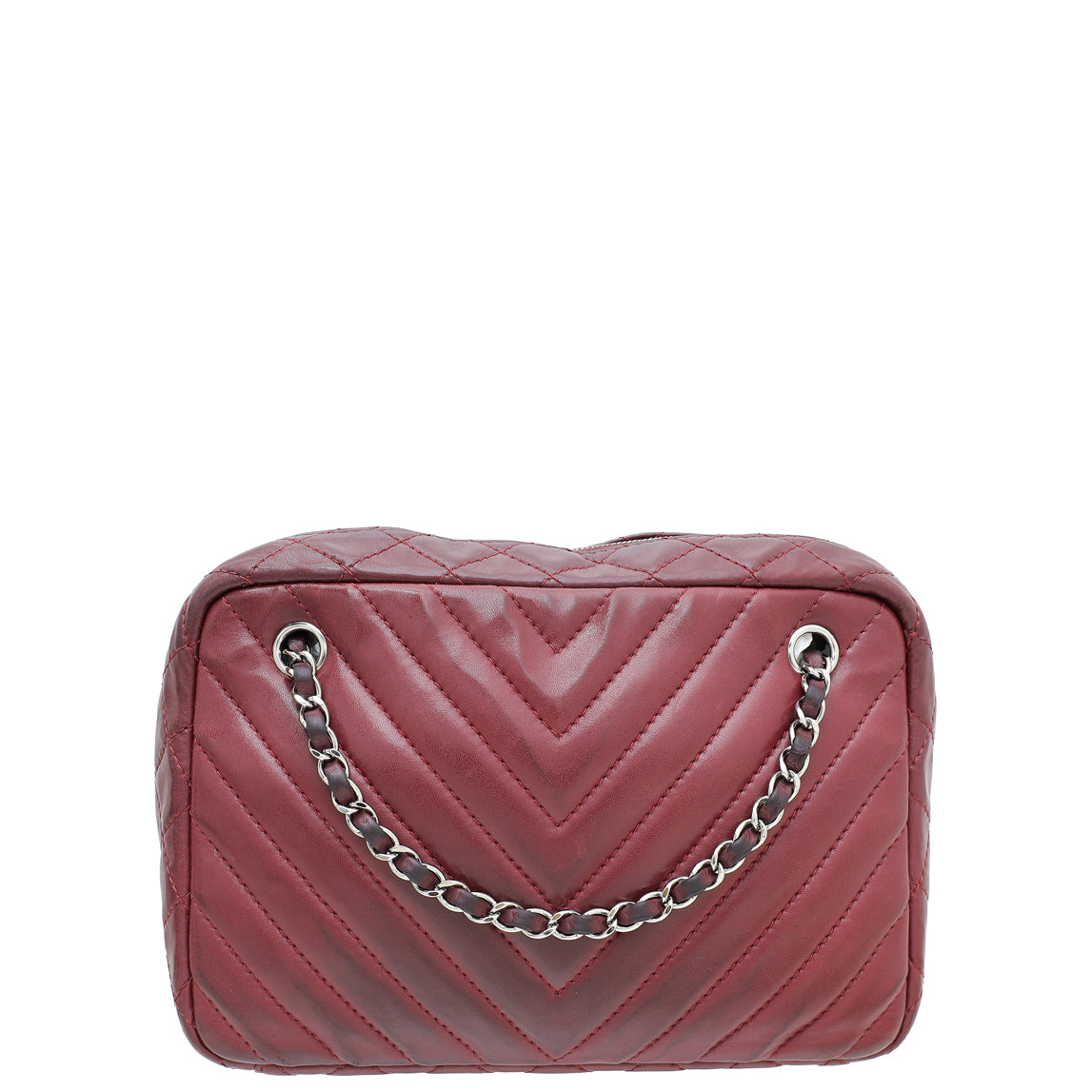 Chanel Red   Chevron Camera Shoulder Bag