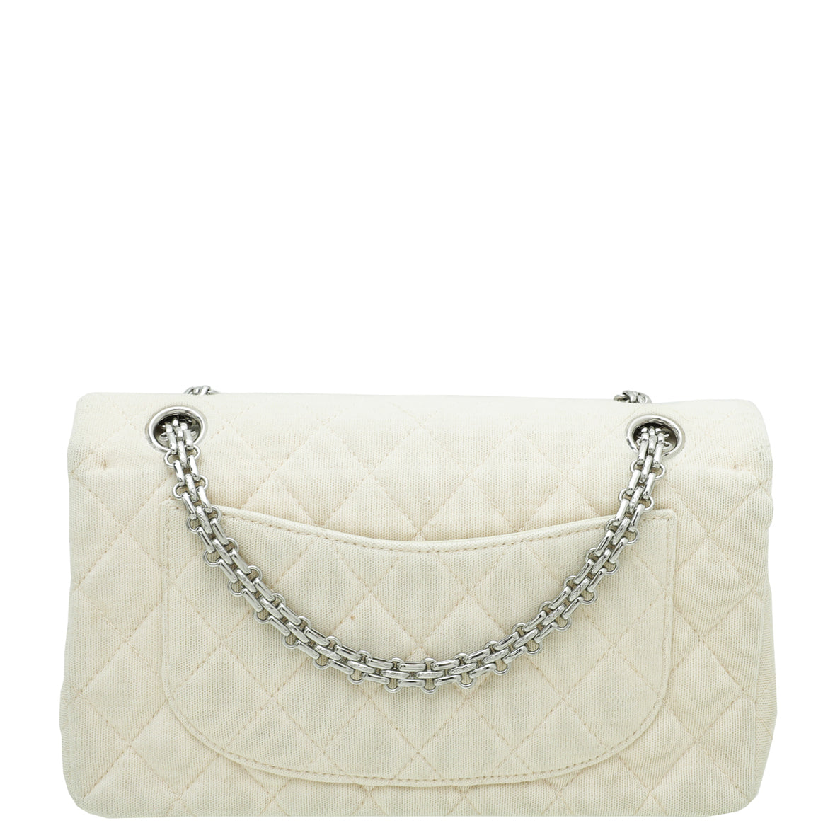 Chanel Cream   CC Classic Jersey Double Flap Medium Bag