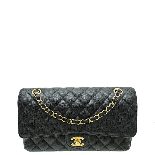 Chanel Black CC Classic Double Flap Medium Bag