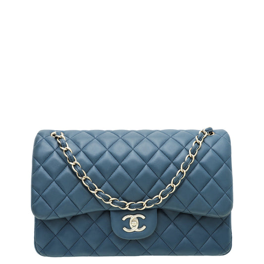 Chanel Navy Blue CC Classic Double Flap Jumbo Bag