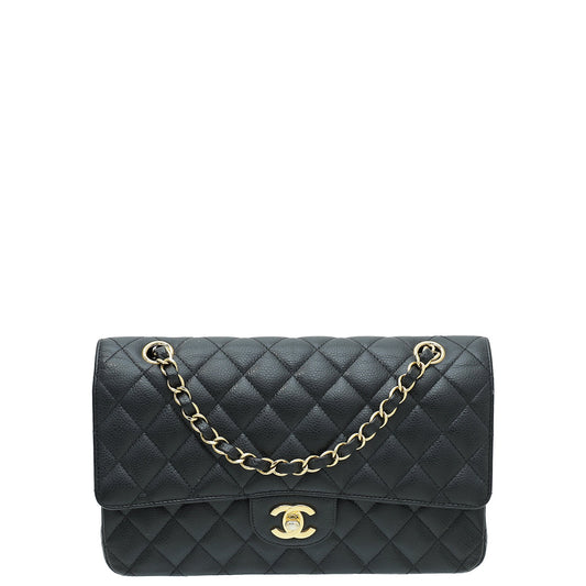 Chanel Black CC Classic Double Flap Medium Bag