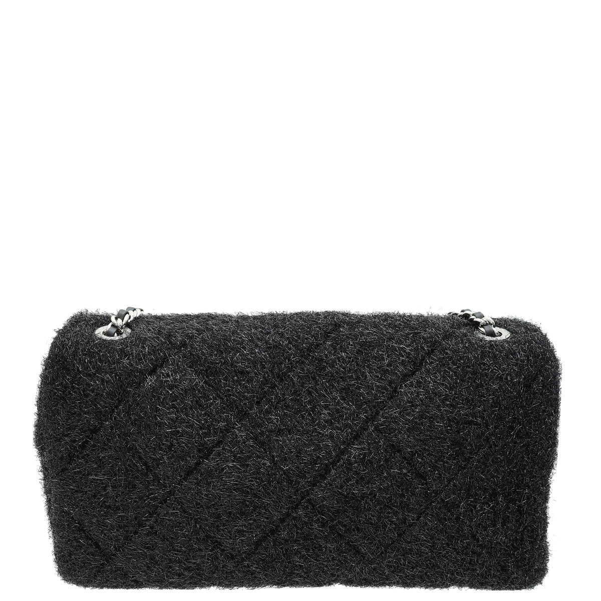 Chanel Black Knit Pluto Glitter Flap Large Bag