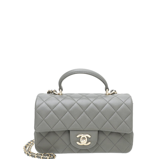 Chanel Grey CC Mini Rectangular Top Handle Bag