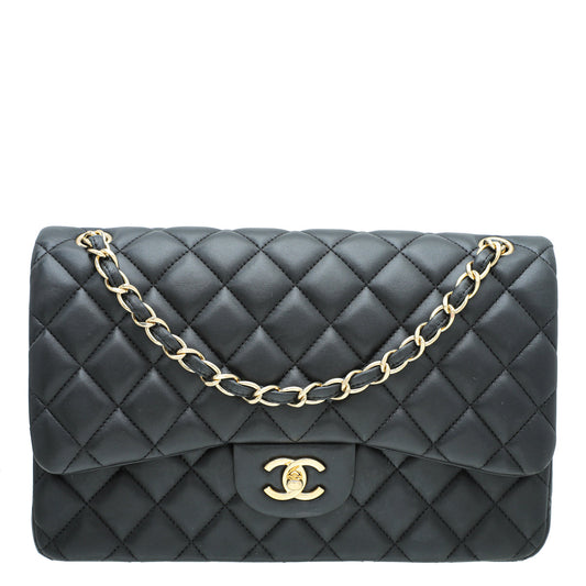 Chanel Black CC Classic Double Flap Jumbo Bag