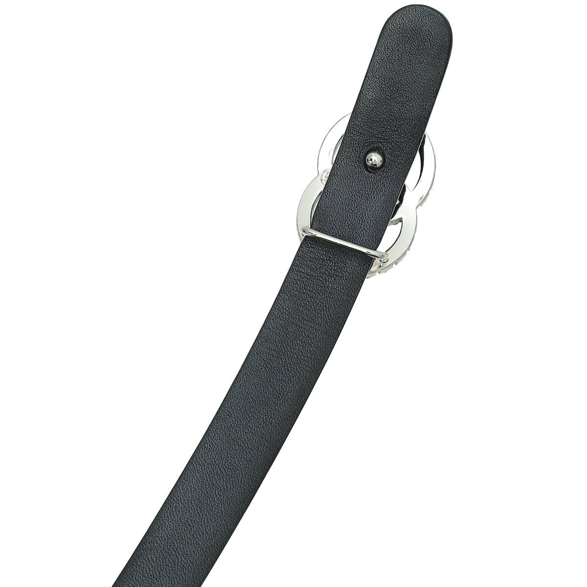 Chanel Black CC Crystal Buckle Slim Belt 32
