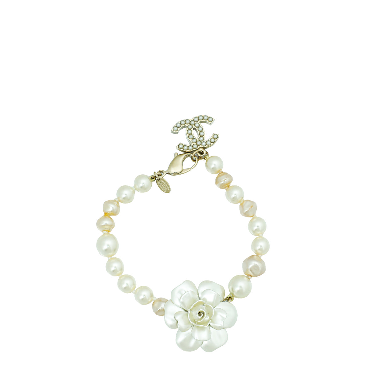 Chanel Bicolor Faux Pearl & Baroque Pearl Camellia CC Bracelet