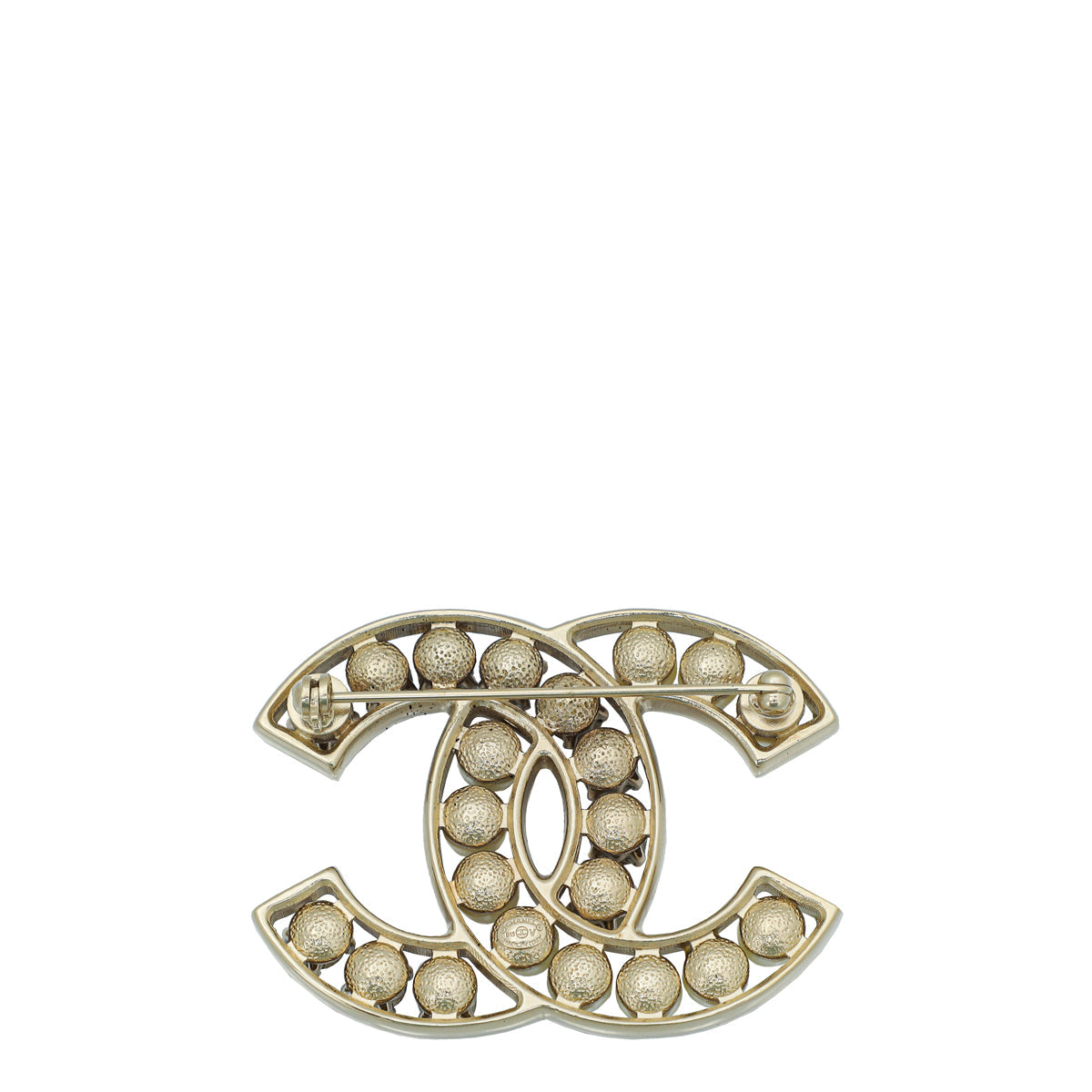 Chanel White CC Crystal Pearl Brooch