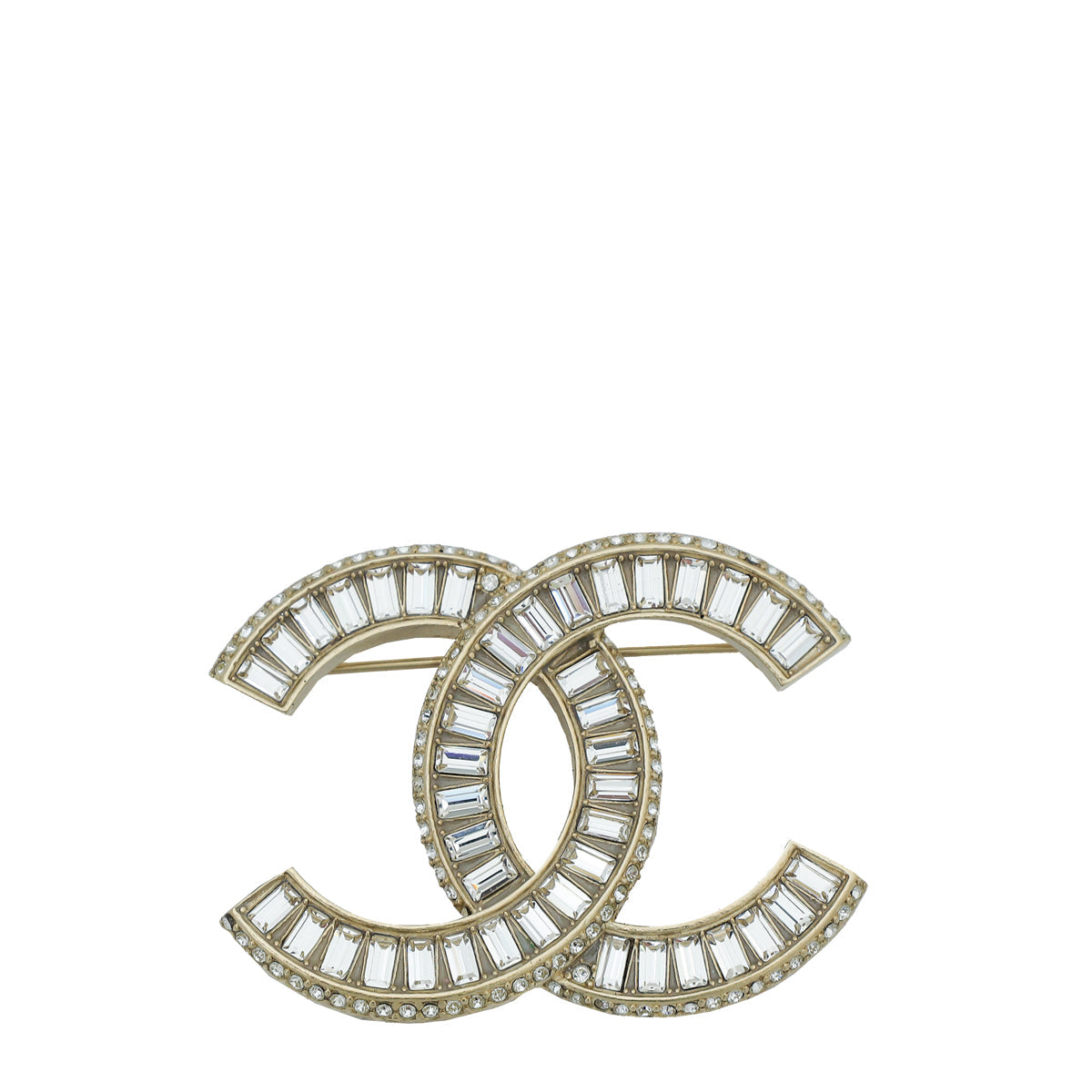 Chanel Gold CC Crystal Baguette Brooch