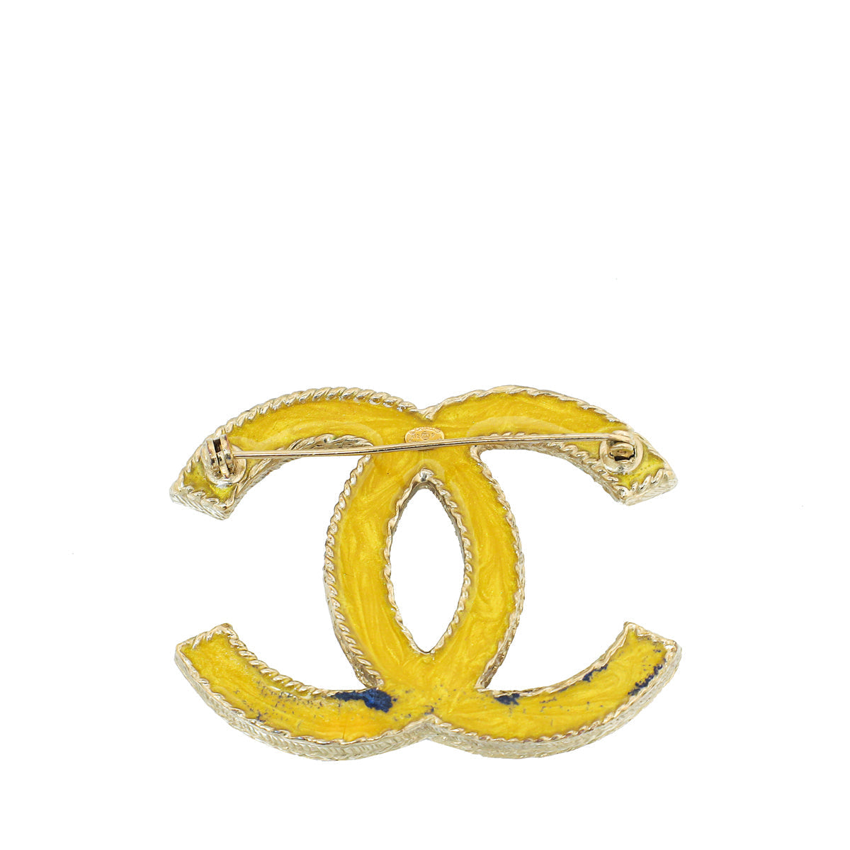 Chanel Light Gold CC Crystal Brooch