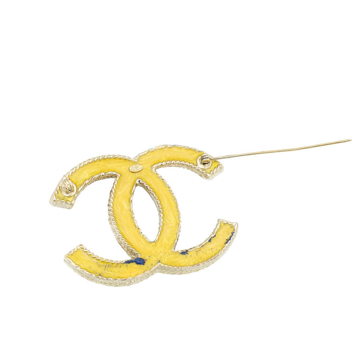 Chanel Light Gold CC Crystal Brooch