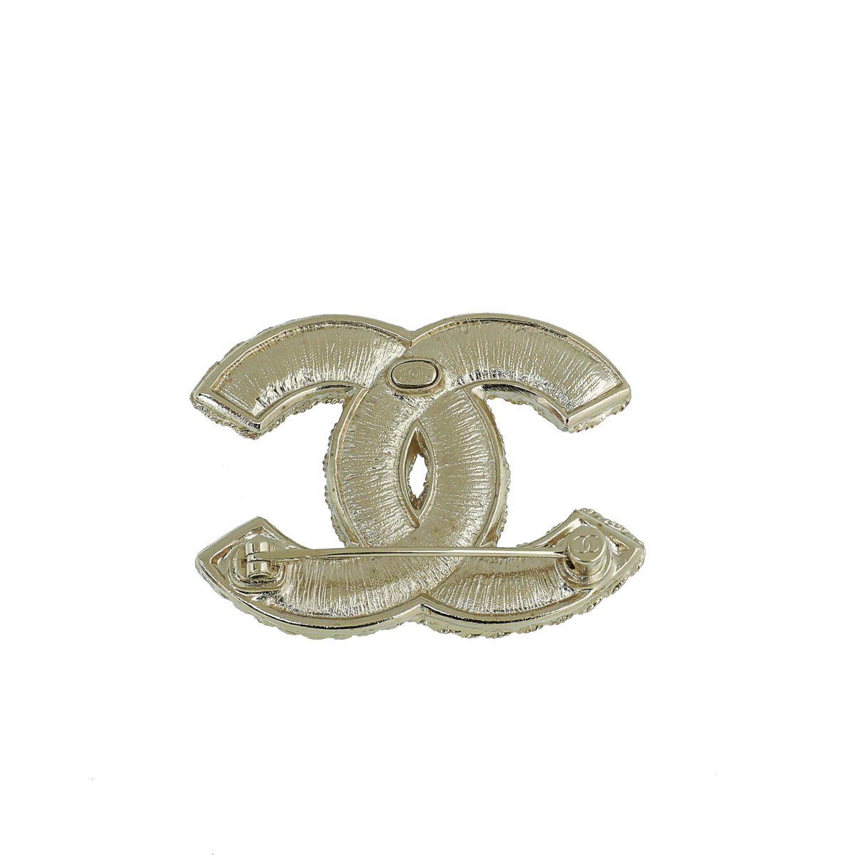 Chanel Light Gold Floral Beaded Faux Pearl CC Brooch