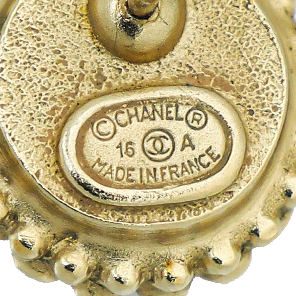 Chanel White CC Pearl Crystal Stud Earrings