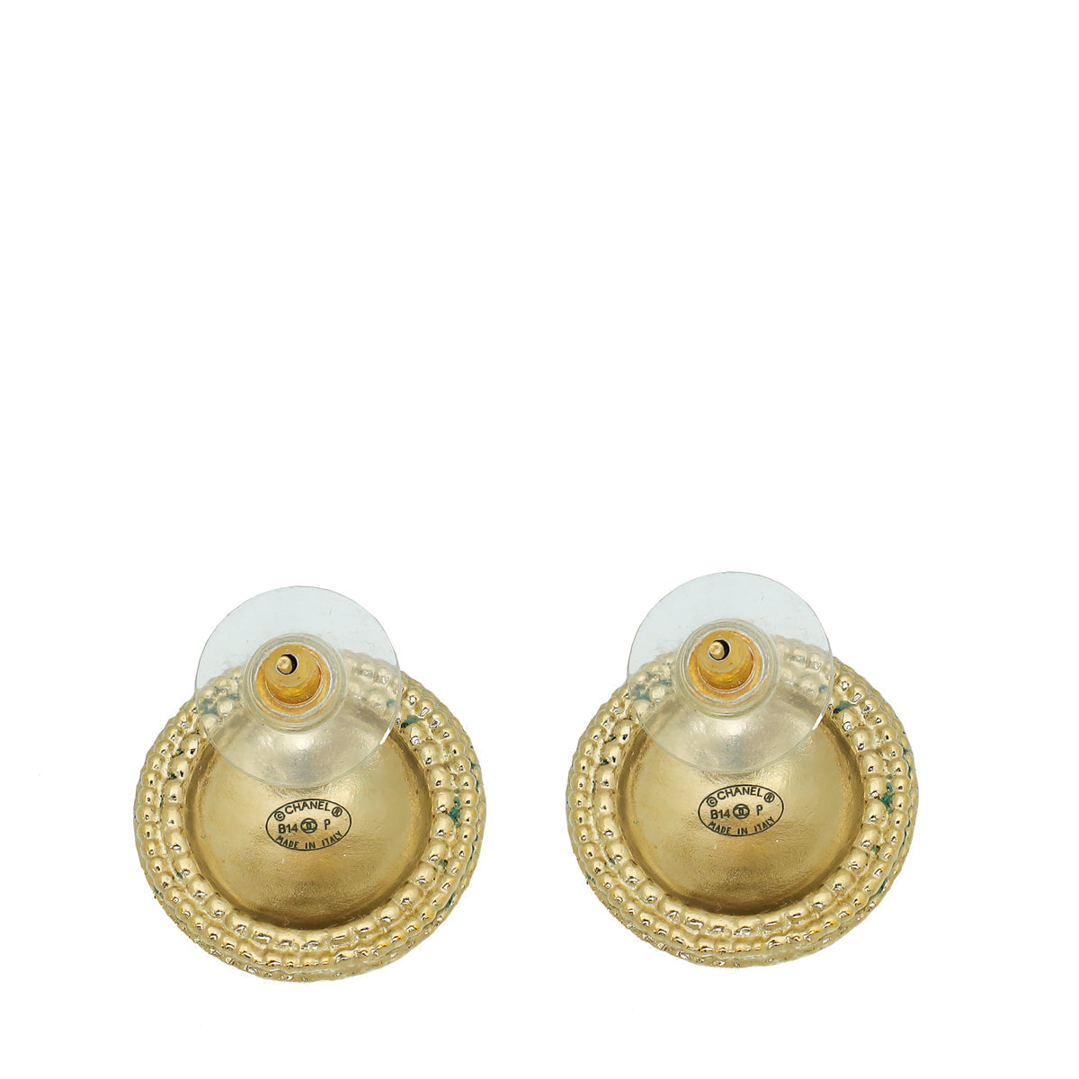 Chanel Gold CC Button Earrings