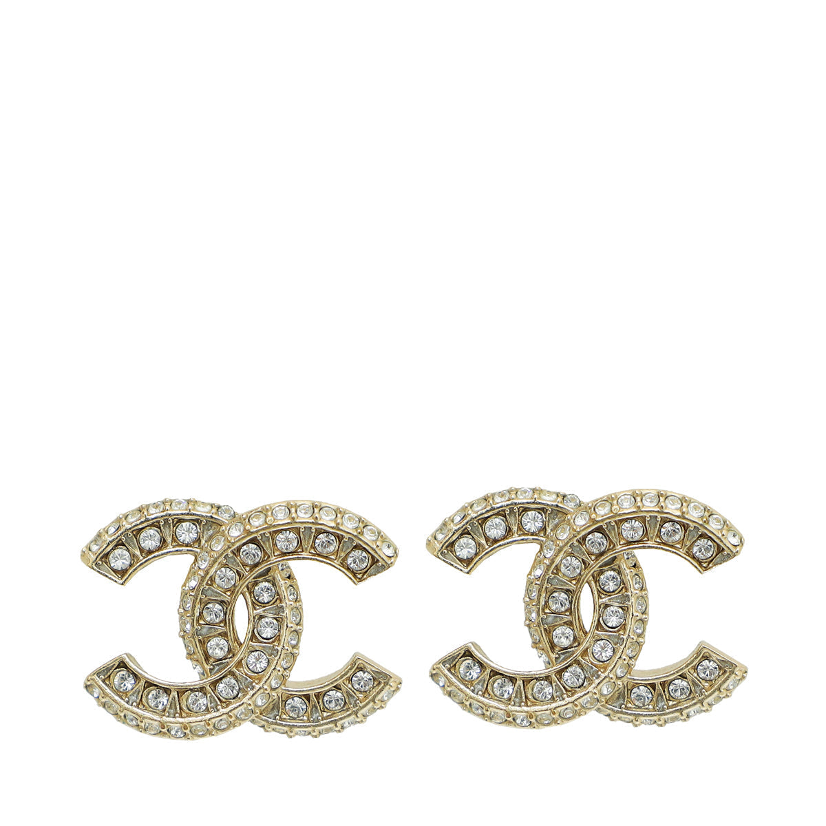 Chanel Gold CC Crystal Earrings