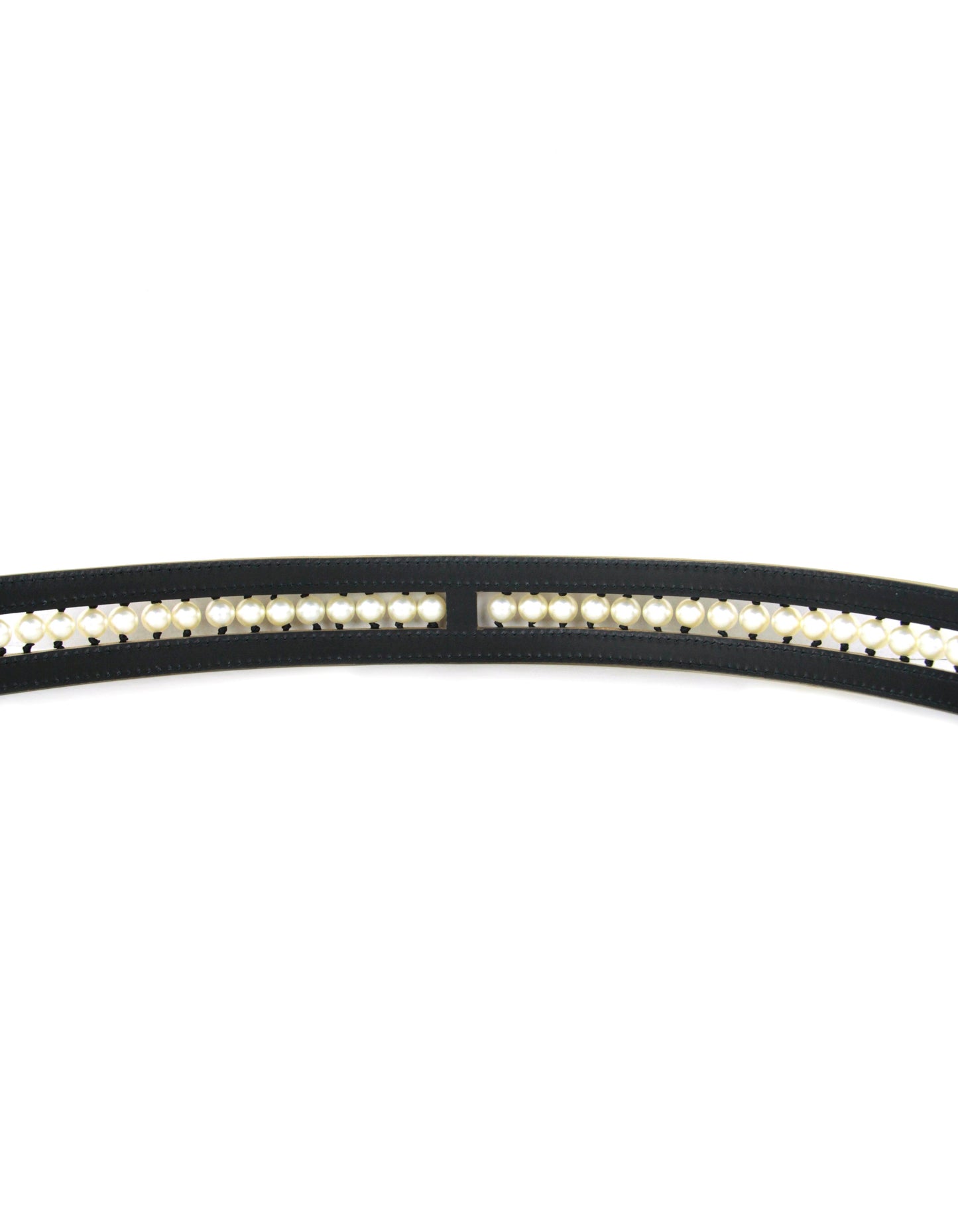 Chanel NWT Gold Leather & Grosgrain Pearl Belt sz 90