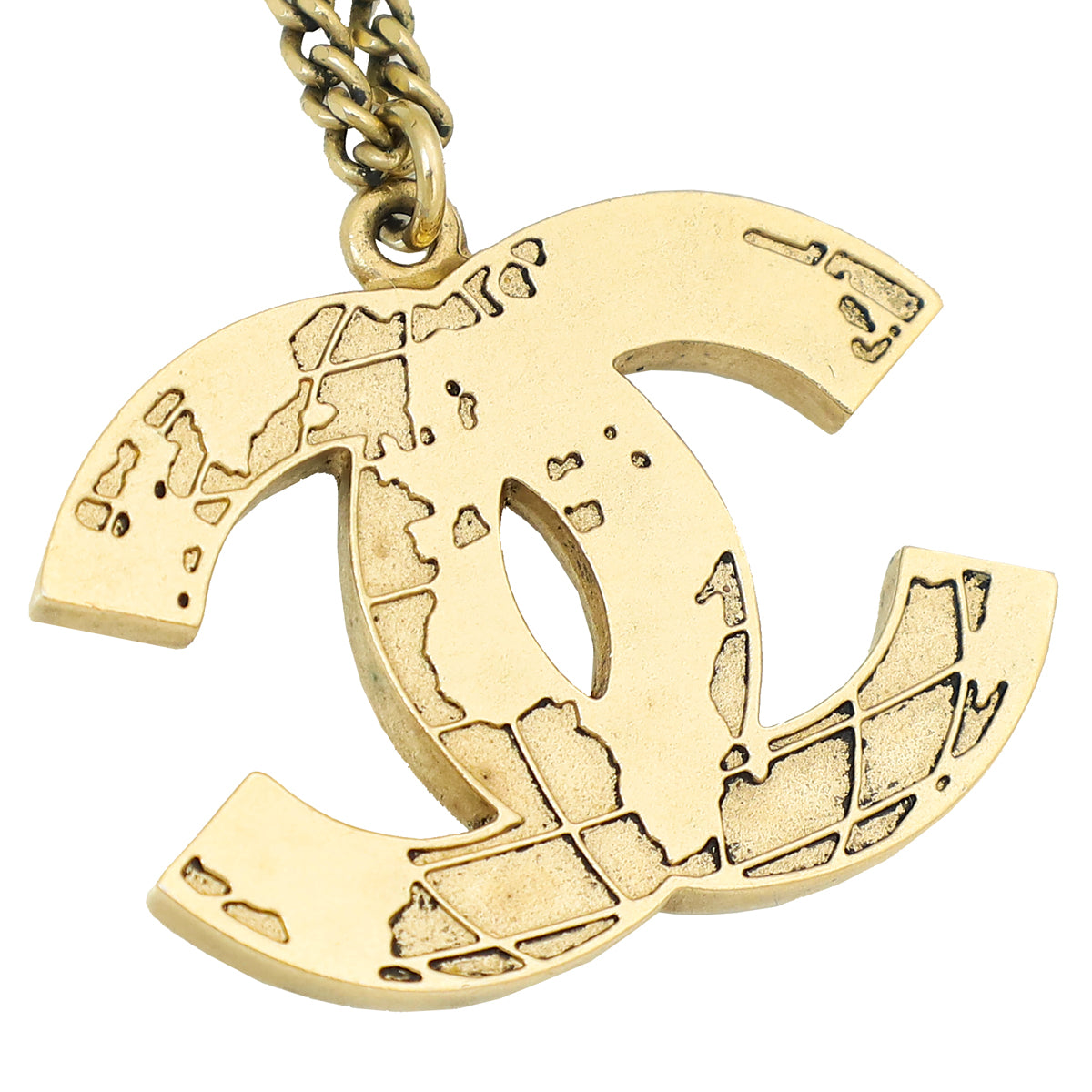 Chanel Gold CC Globe Pendant Necklace