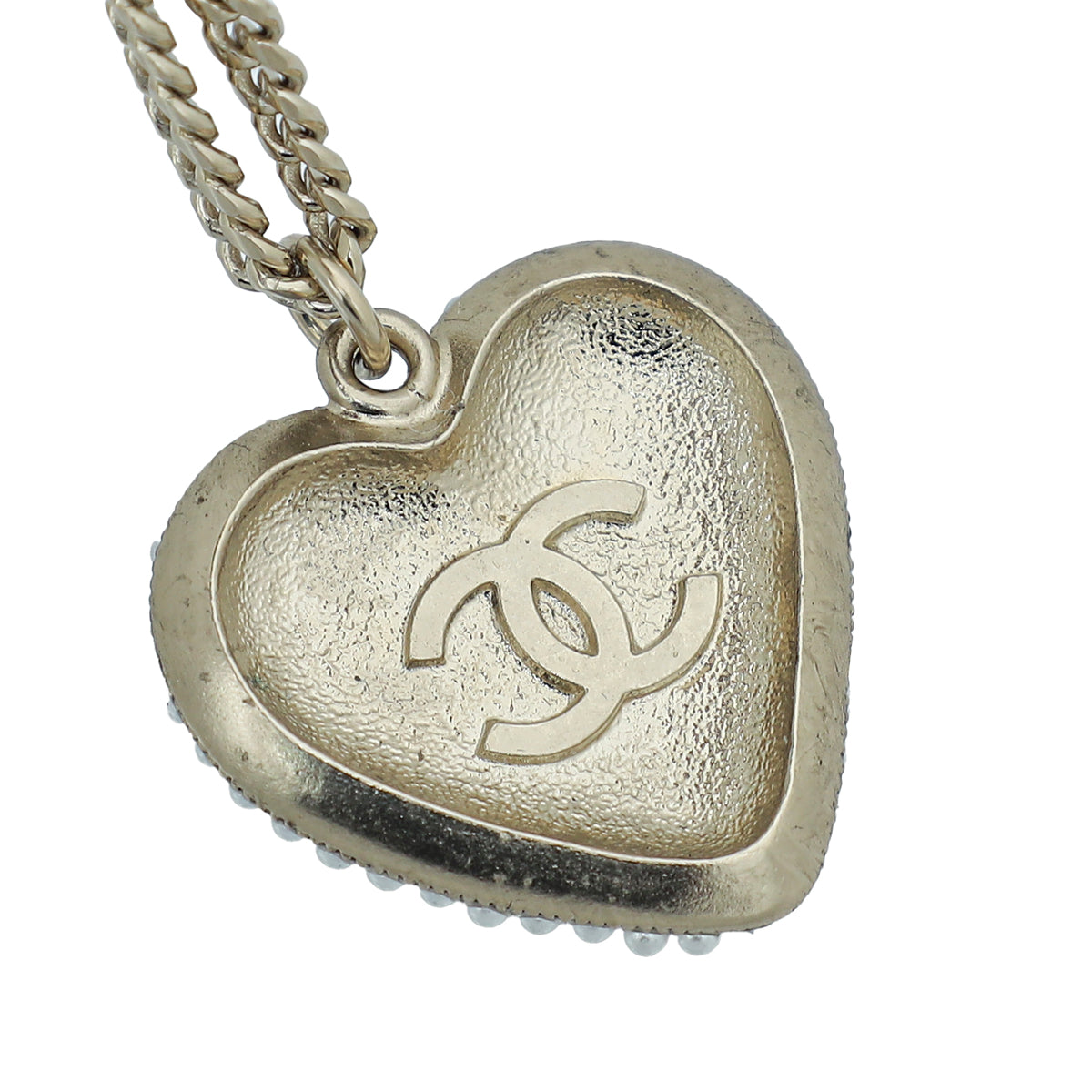 Chanel Bicolor CC Heart Necklace