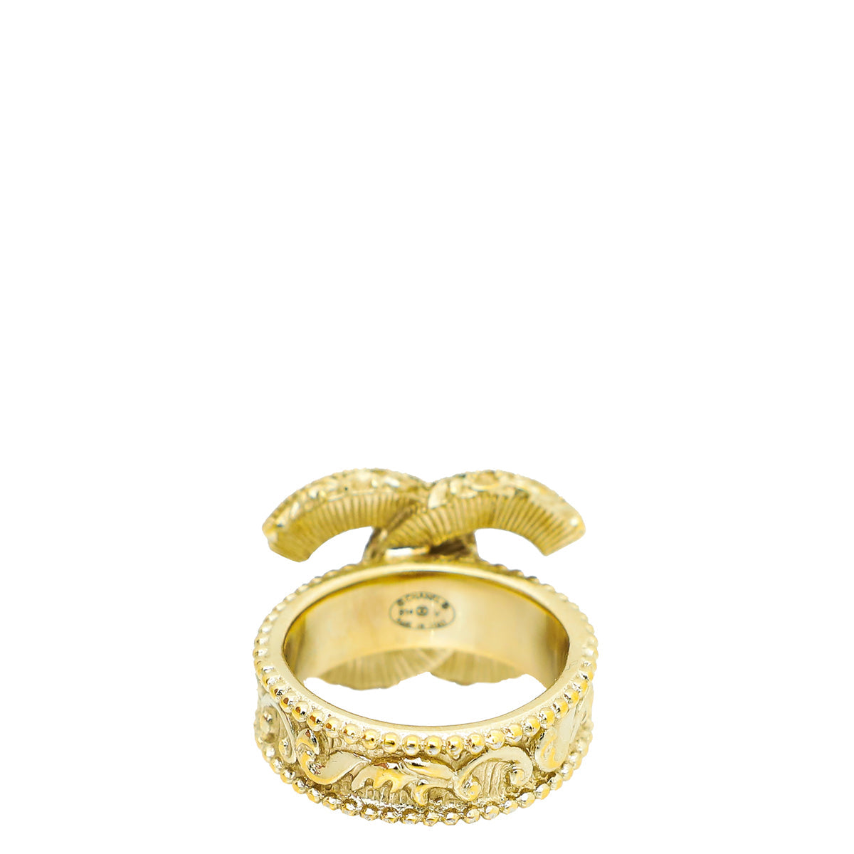 Chanel Black CC Baroque Ring 50