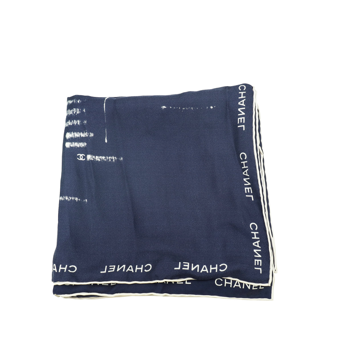 Chanel Bicolor Coco Chanel Print Square Silk Scarf
