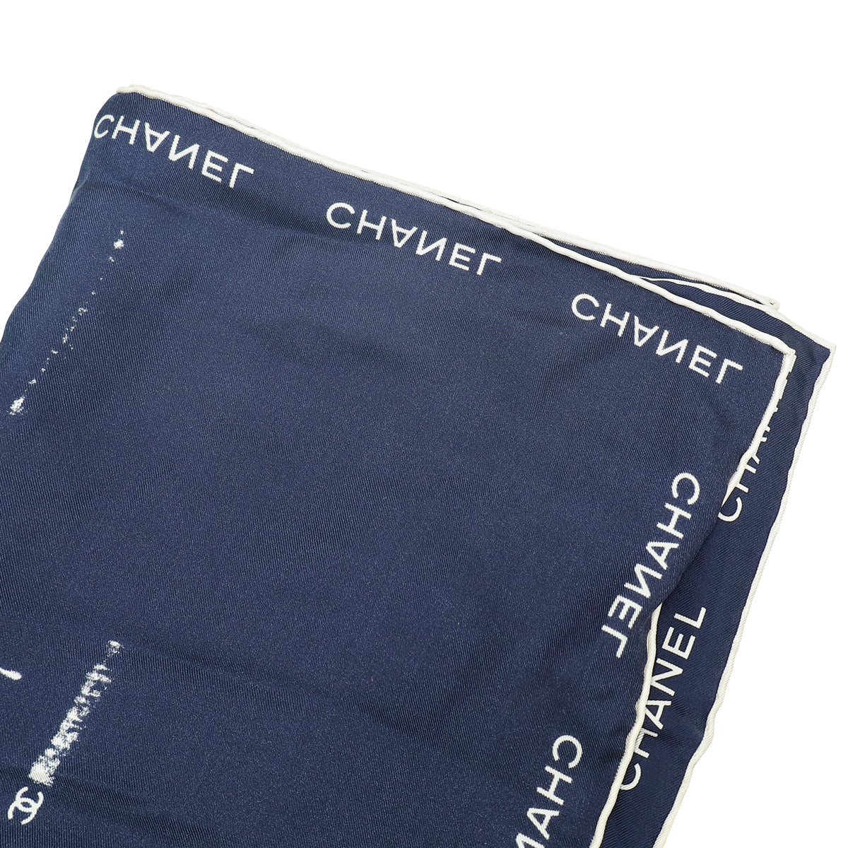 Chanel Bicolor Coco Chanel Print Square Silk Scarf