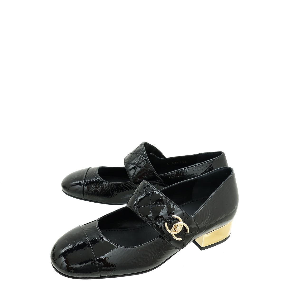 Chanel Black CC Mary Jane Flats 38.5