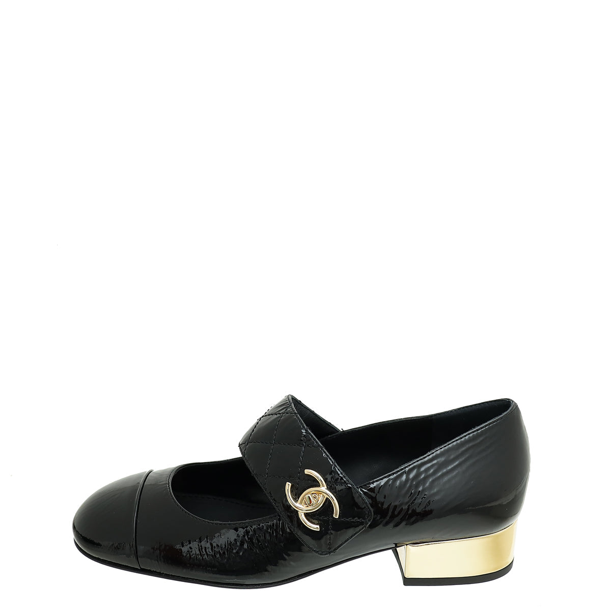 Chanel Black CC Mary Jane Flats 38.5