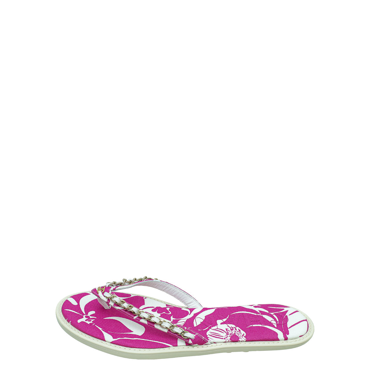 Chanel Bicolor Printed Chain CC Thong Slipper 39