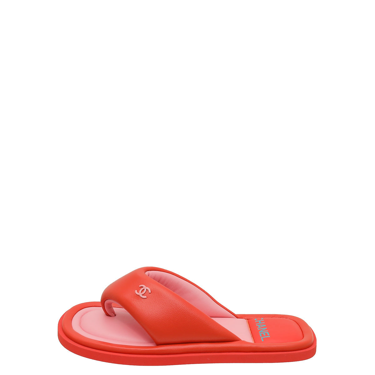 Chanel Red CC Padded Pool Thong Sandals 39