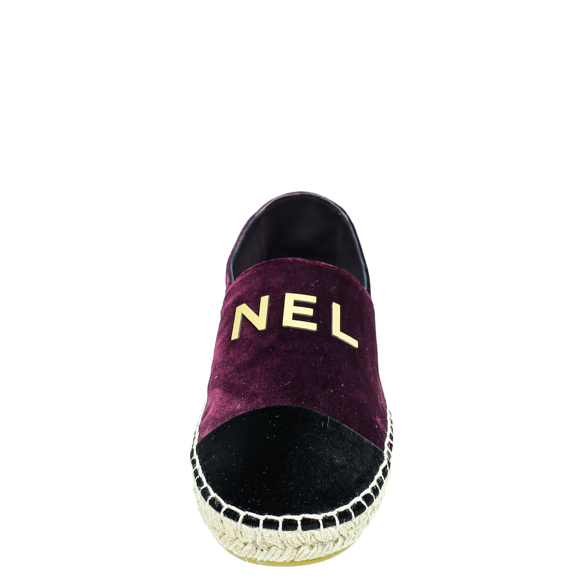 Chanel Bicolor Velvet Logo Cap Toe Espadrille 39