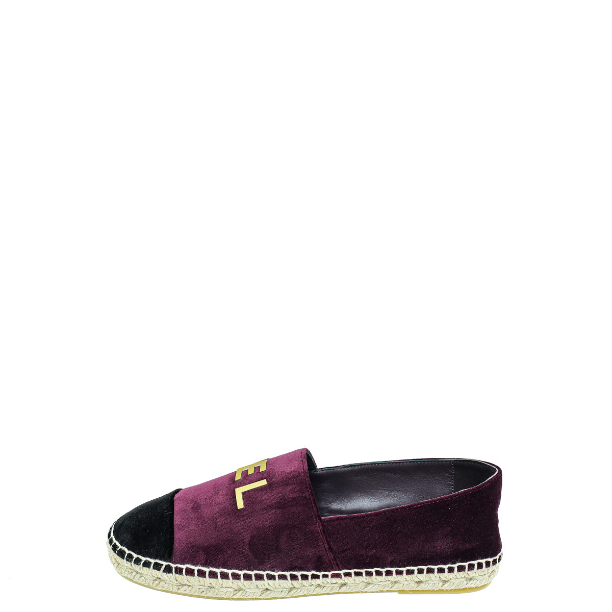 Chanel Bicolor Velvet Logo Cap Toe Espadrille 39