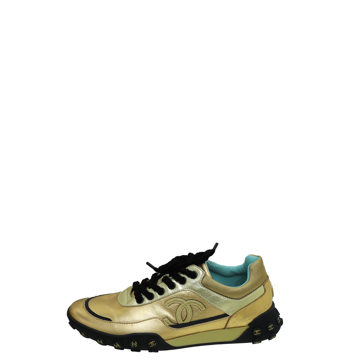 Chanel Bicolor Logo CC Lace Up Sneakers 40