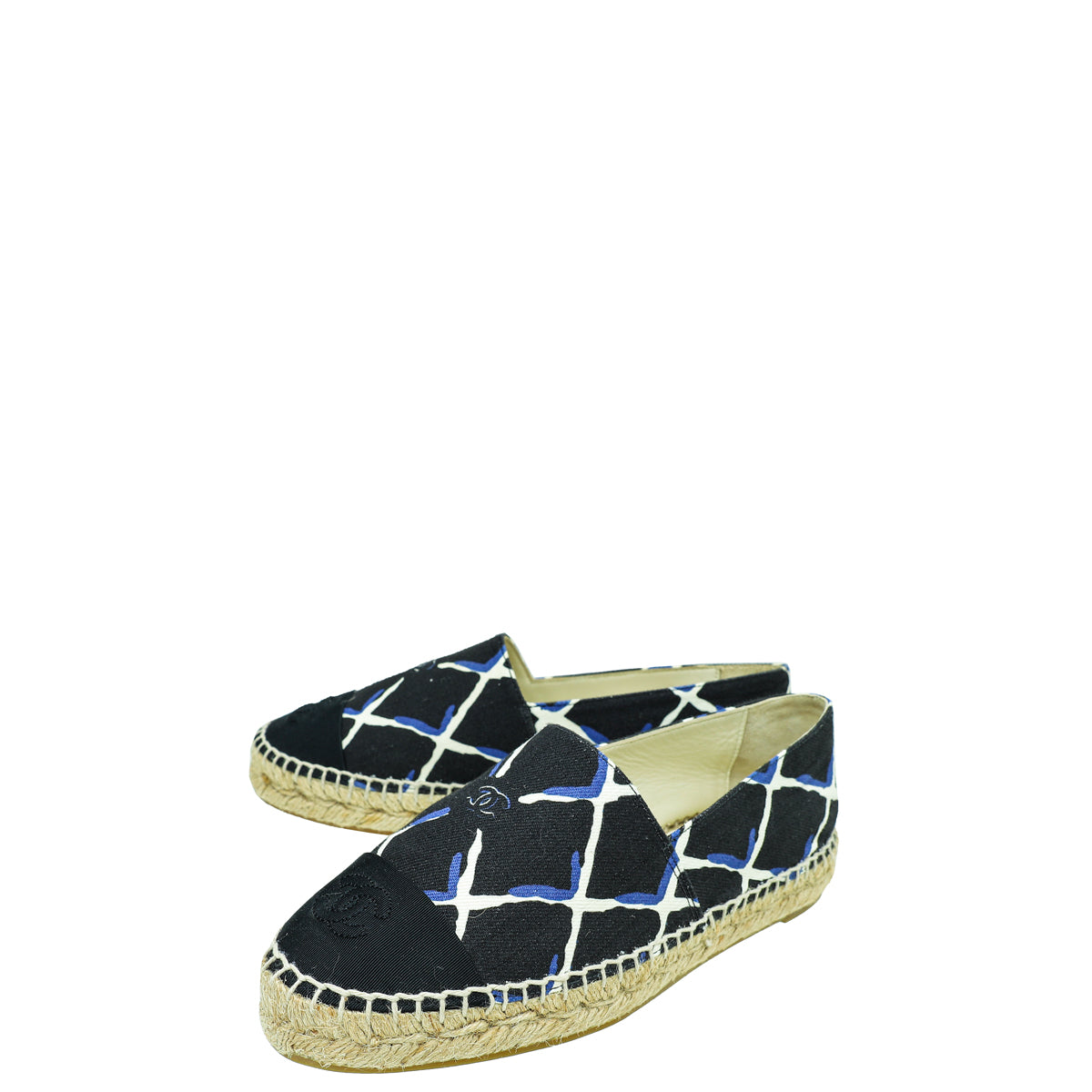 Chanel Multicolor CC Diamond Quilted Print Canvas Espadrille Flats 36