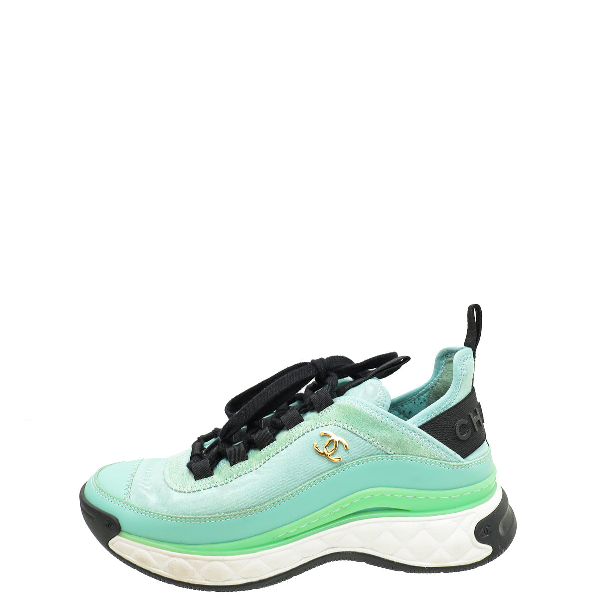 Chanel Mint CC Fabric and Suede Trainer Sneaker 36