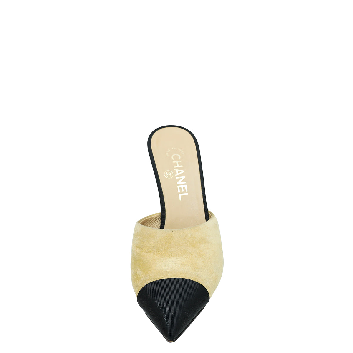 Chanel Bicolor CC Cap Toe Pearl Mules 38.5