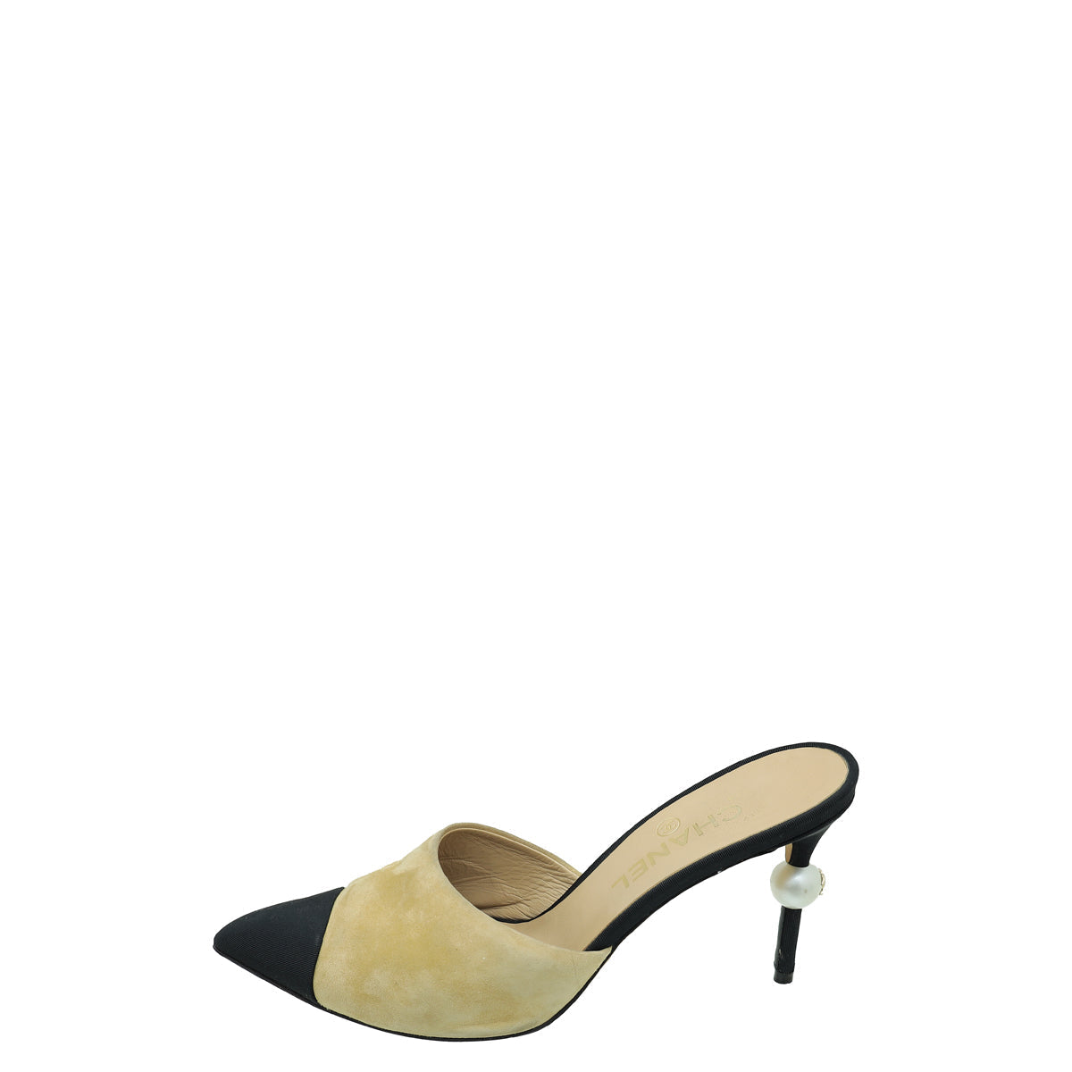 Chanel Bicolor CC Cap Toe Pearl Mules 38.5