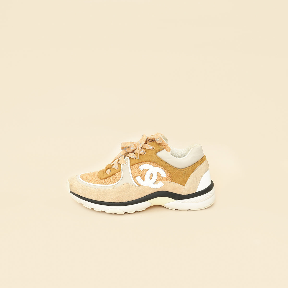 Chanel Beige CC Sneakers 38