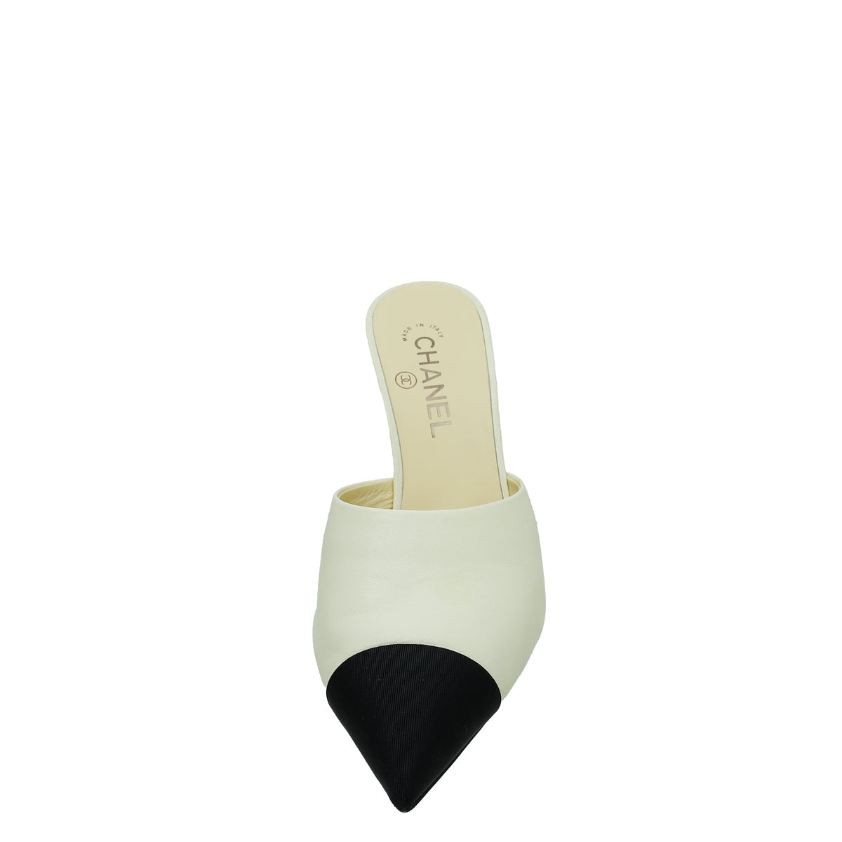 Chanel Bicolor CC Cap Toe Snake Pearl Mule 39.5
