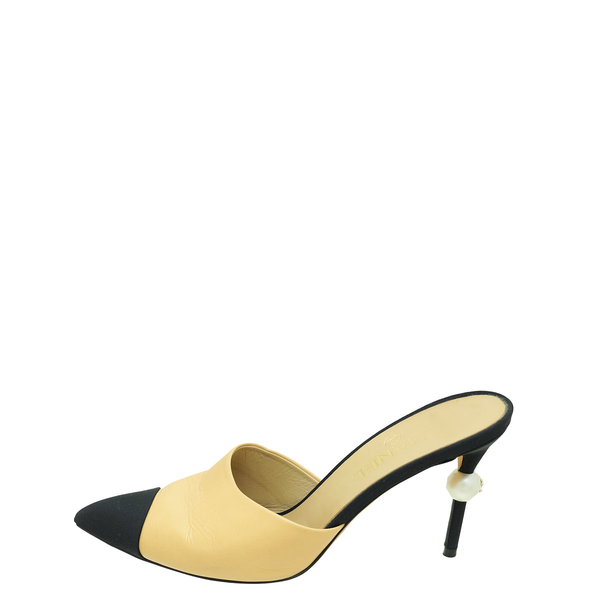 Chanel Bicolor CC Pearl Heeled Mule 39