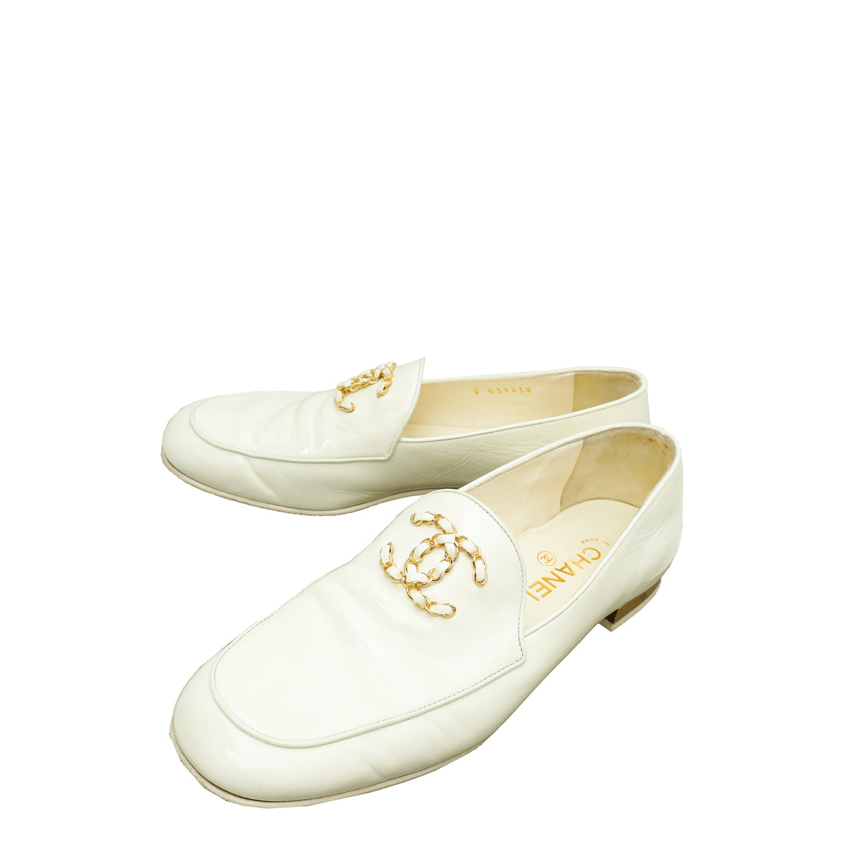 Chanel White CC Chain Loafer 39