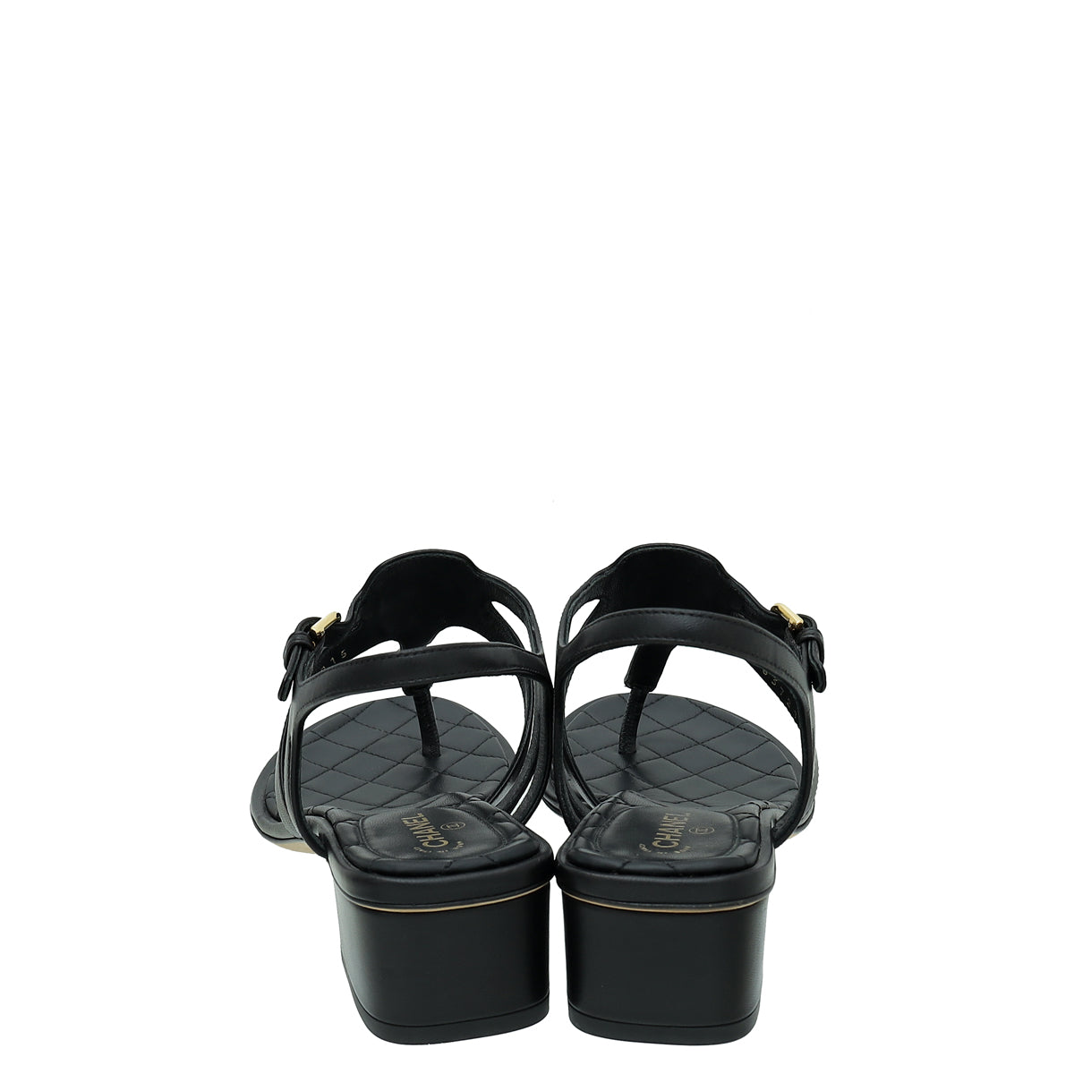 Chanel Black CC Crystal Thong Sandal 39